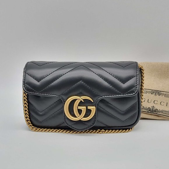 100% Authentic Gucci GG Marmont Mini Black Shoulder Bag